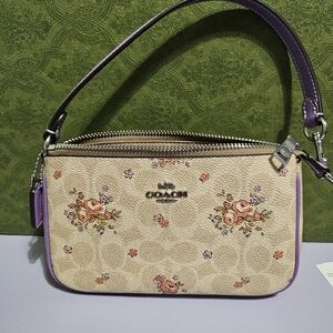 Coach Cream and Purple HandBag with Floral Design